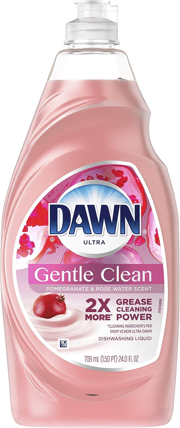 Dawn Gentle Clean – Jabón líquido para lavar platos, granada, 24 onzas (paquete de 2)