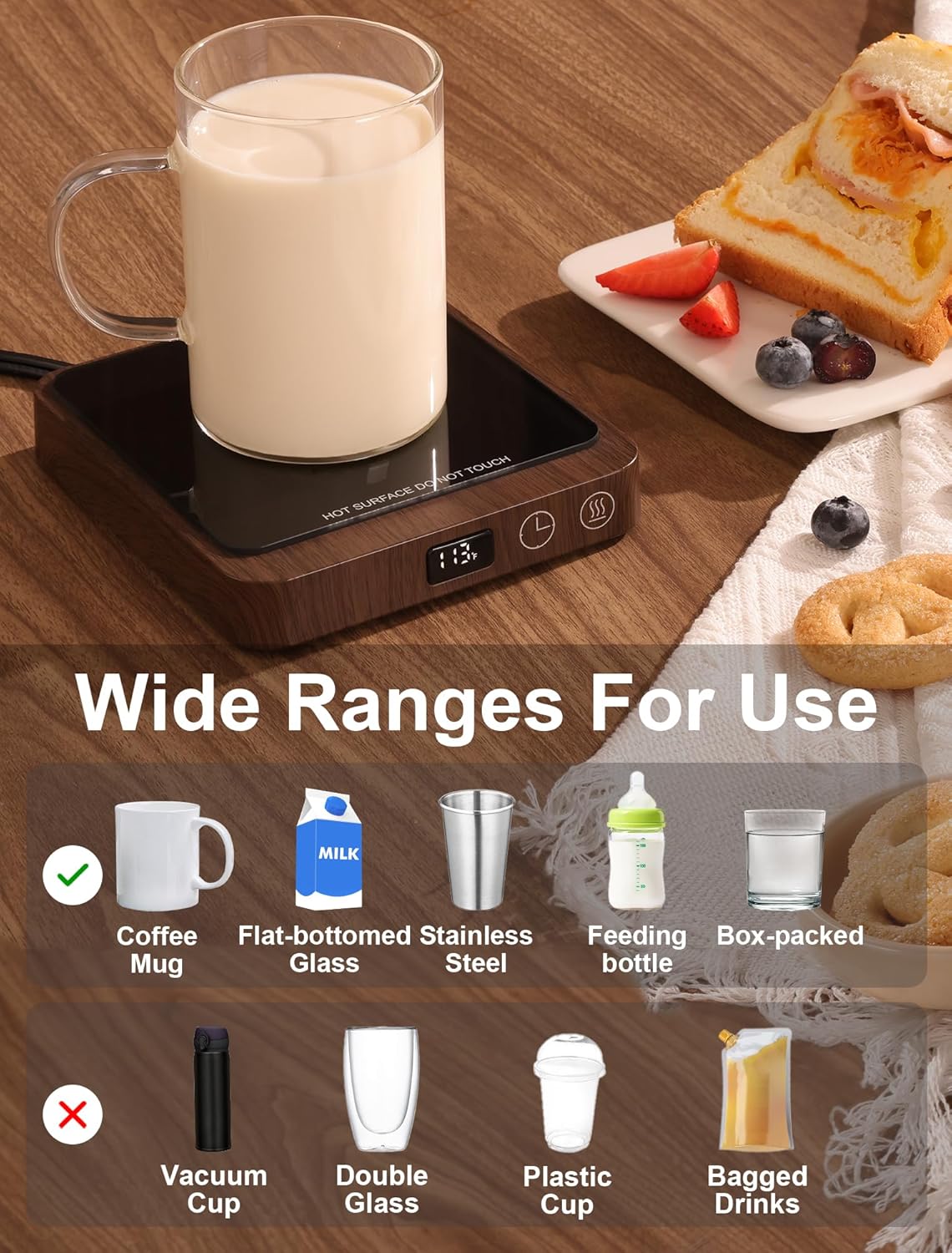 Rigstne Calentador de taza de café  Calentador de tazas portátil de 20 W para escritorio, calentador de taza de café con apagado automático, plato