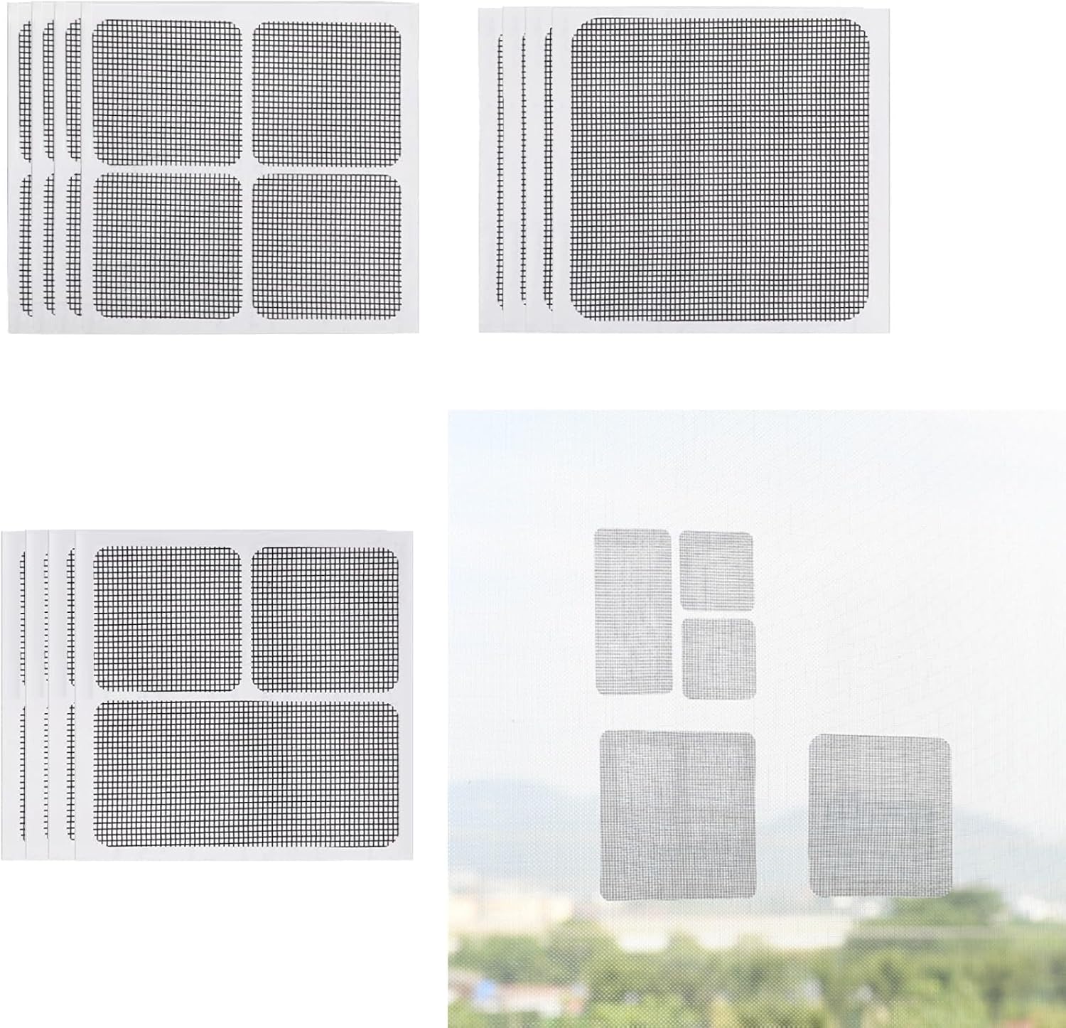 Kit de reparación de parches de pantalla,Parche de reparación de pantalla de ventana,12 hojas Adhesivo fuerte Pantalla de ventana rápida Cinta de