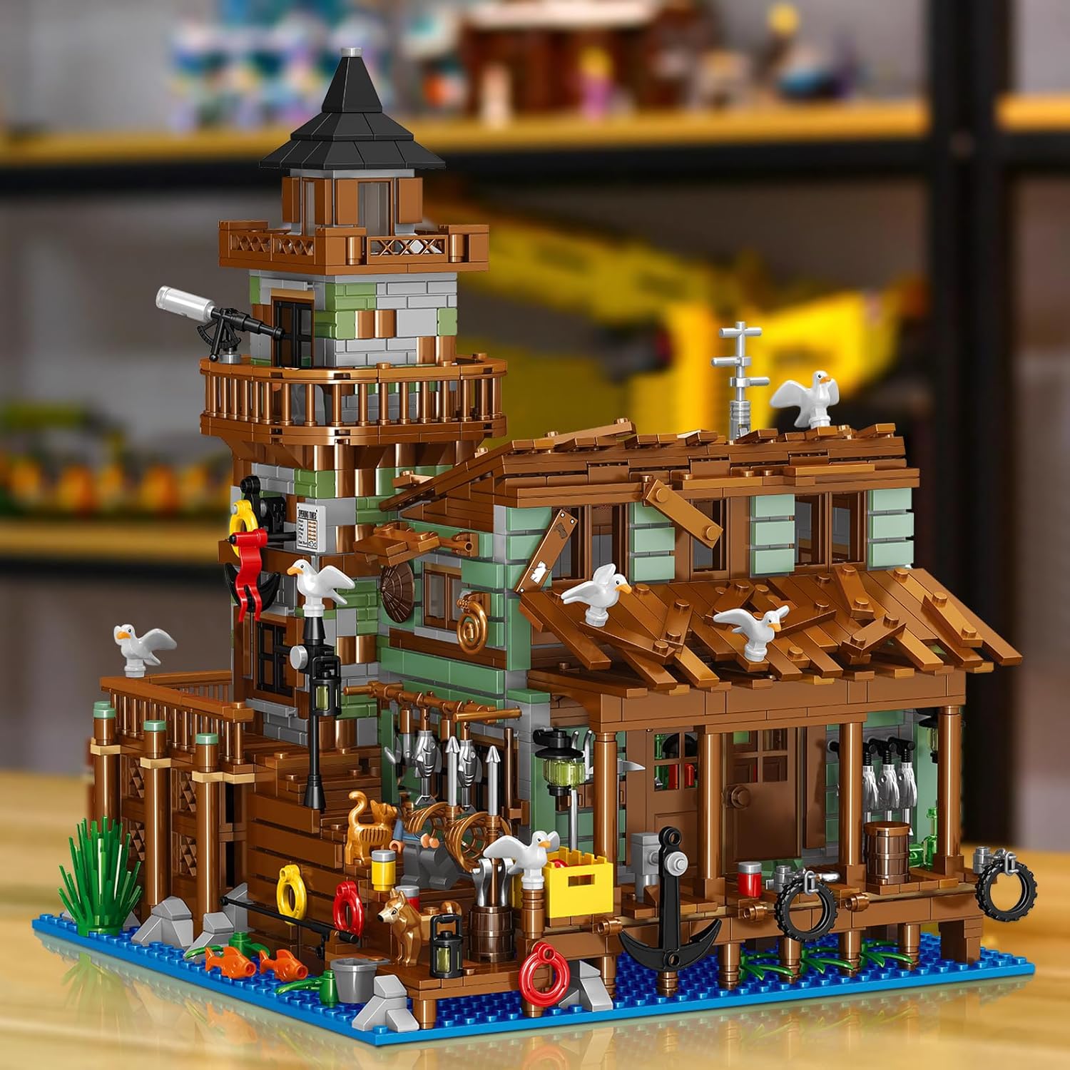 ZYLEGEN Tienda de pueblo pesquero casa Mini ladrillos Kit de construcción (1881 piezas)