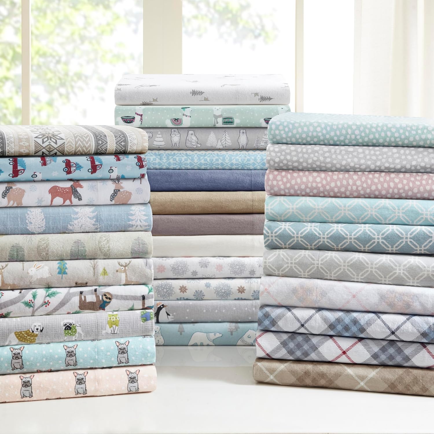 Sleep Philosophy – Juego de sábanas True North de franela de 100% algodón, ultrasuaves y bonitas, con estampado temático para clima frío, color de