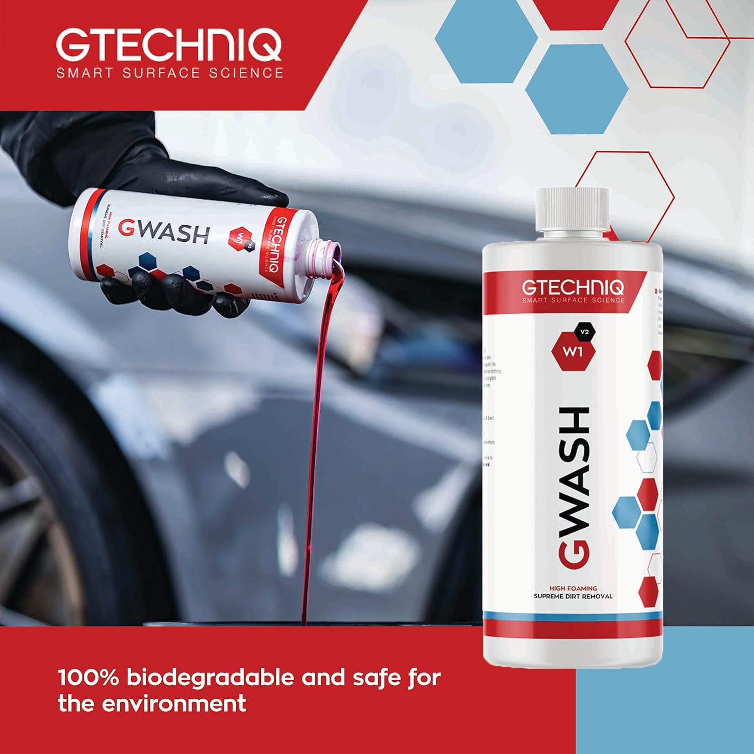 Gtechniq – W1 GWash – Gran contenido de espuma, rompe el vínculo entre la película de suciedad y la pintura mínima abrasión superficial retención de