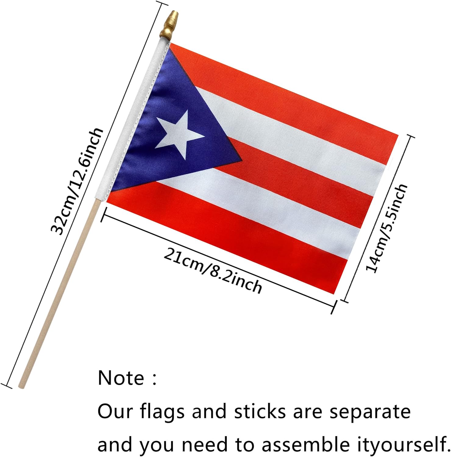 Banderas de habla hispana de 22 países en palo de madera, pequeñas mini banderas latinoamericanas de mano para decoraciones del mes hispano, 5 x 8