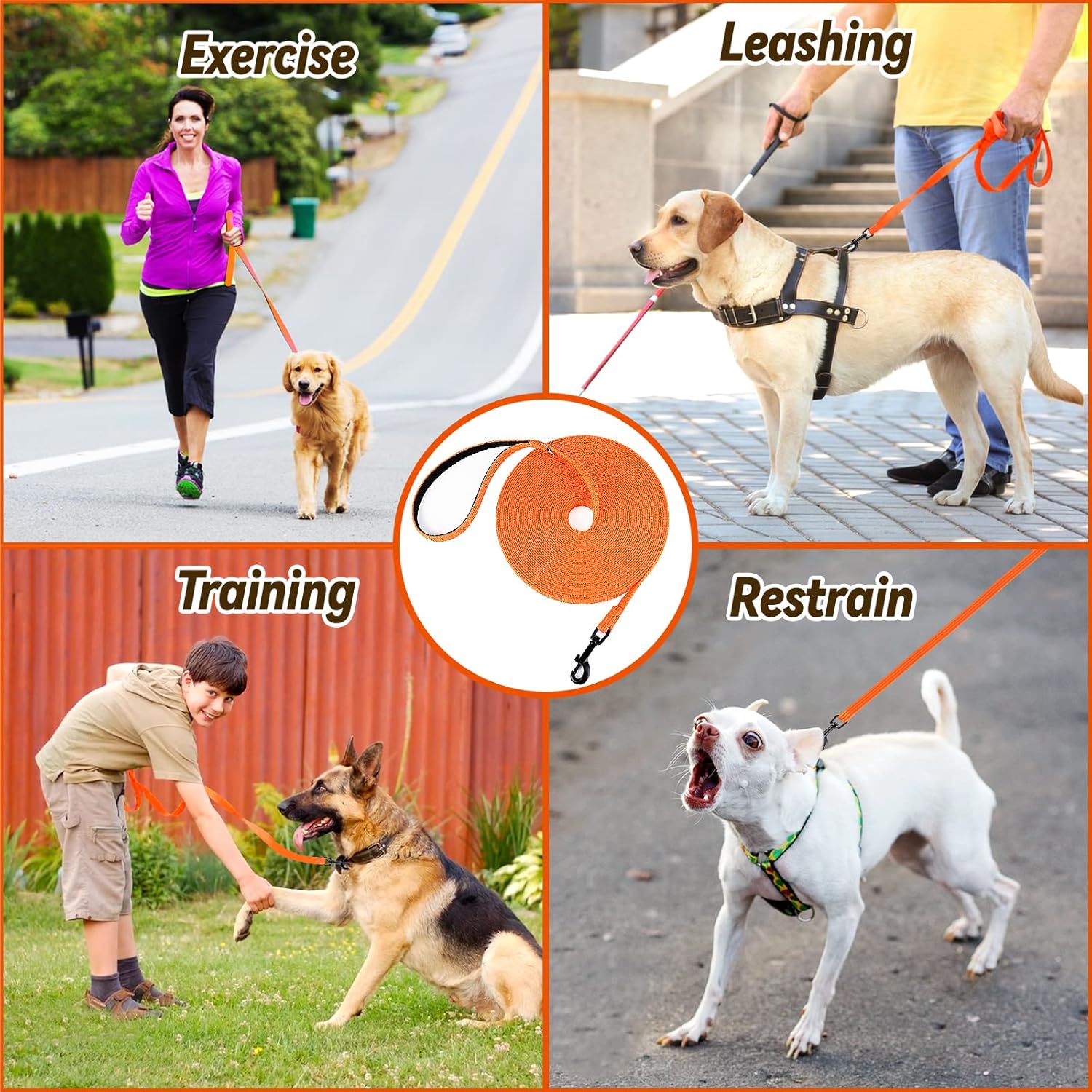 Lynxking Correa de entrenamiento para perros, correa de agilidad larga de obediencia de 15 pies, 30 pies, 50 pies, perfecta para entrenamiento,