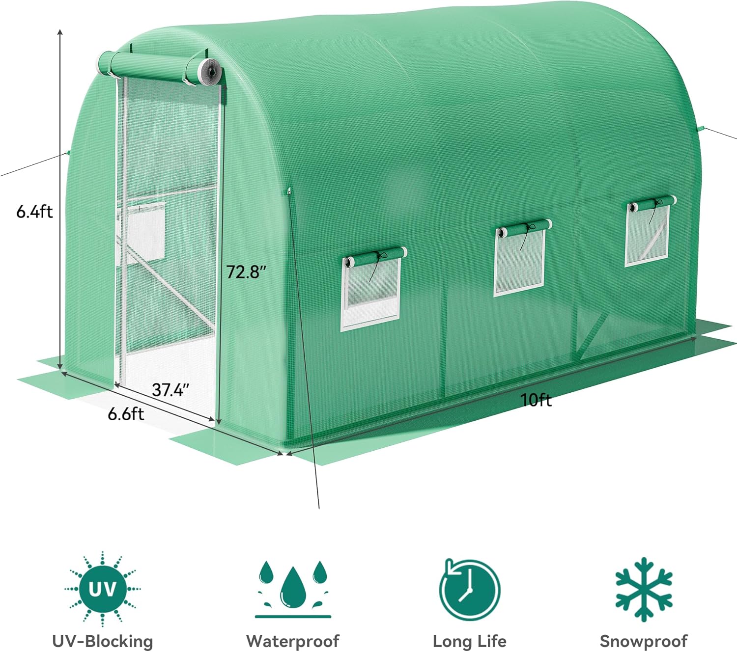 YITAHOME Invernaderos grandes de 10 x 7 x 7 pies, túnel de alta resistencia, invernadero, para exteriores, portátil, para jardinería, con marco de