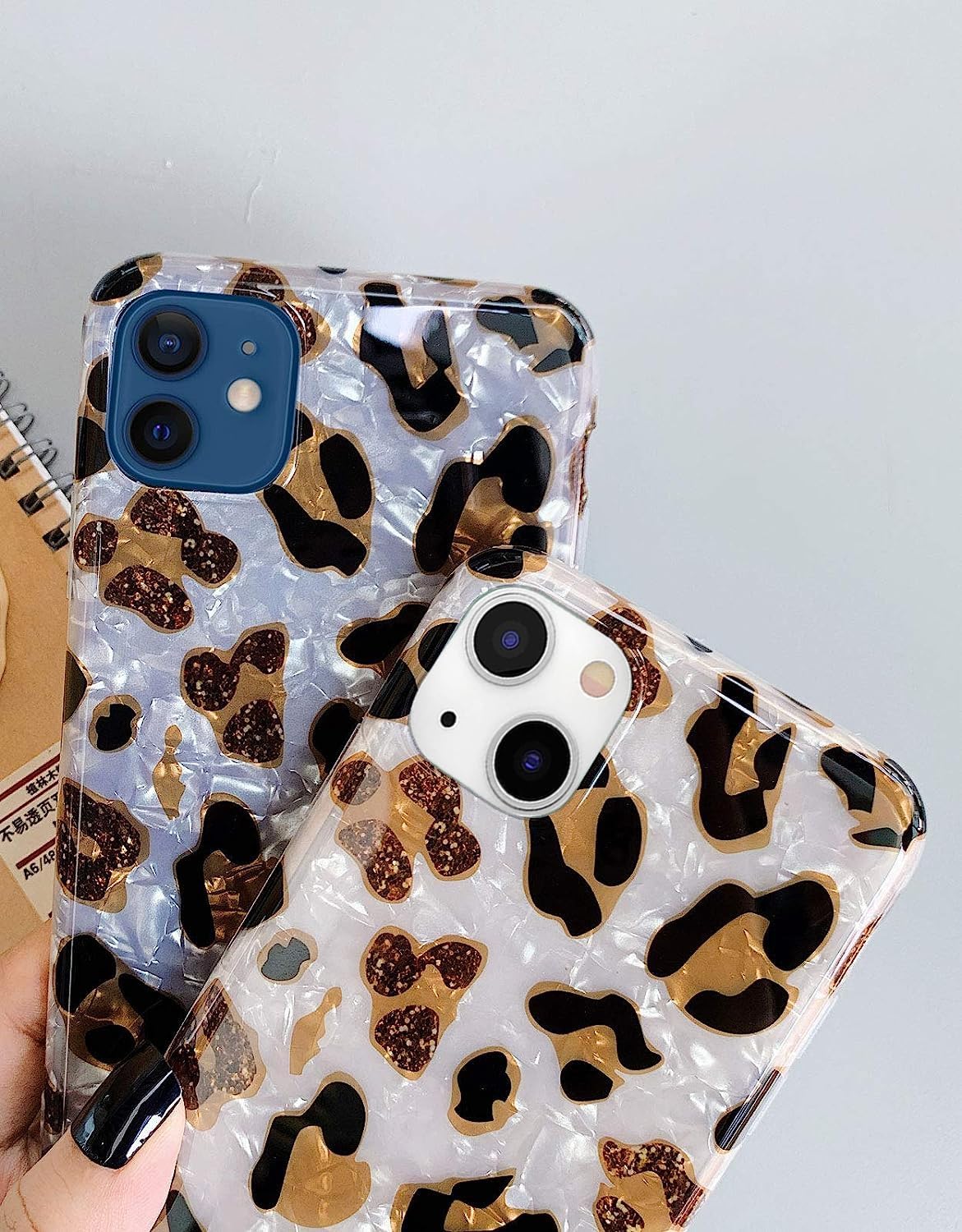 J.west Funda compatible con iPhone 14 Plus, funda protectora de silicona suave con estampado de guepardo translúcido y transparente para niñas y