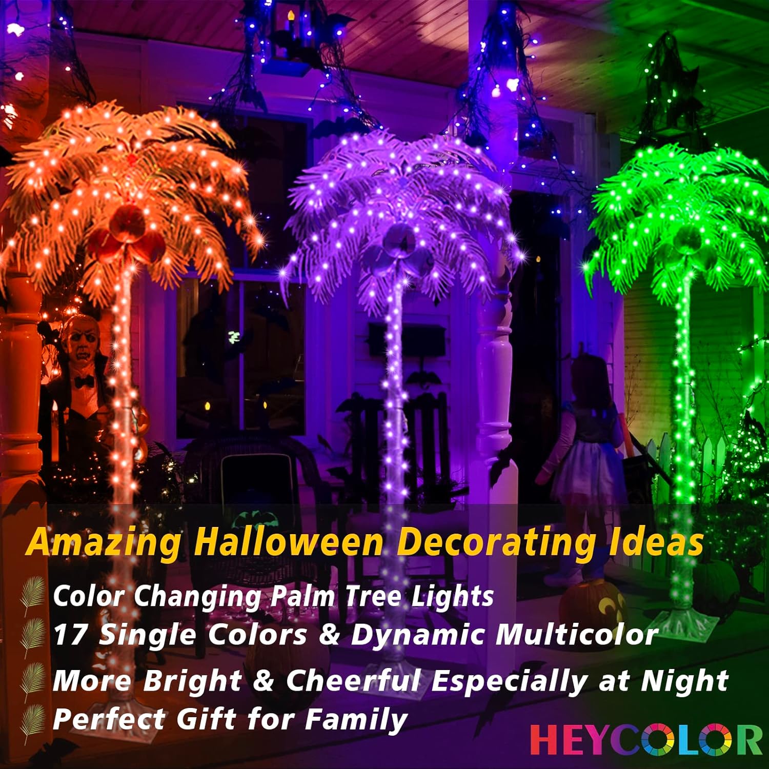 Palmera con luz LED para exteriores, árbol de Navidad que cambia de color, luces de palmera artificial con control remoto, árbol de coco tropical de