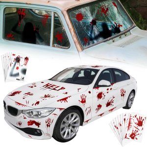 19 hojas de calcomanías de Halloween para ventana de automóvil, calcomanías rojas aterradoras y sangrientas, huellas de manos, huellas de terror, 19 hojas de calcomanías de Halloween para ventana de automóvil, calcomanías rojas aterradoras y sangrientas, huellas de manos, huellas de terror,