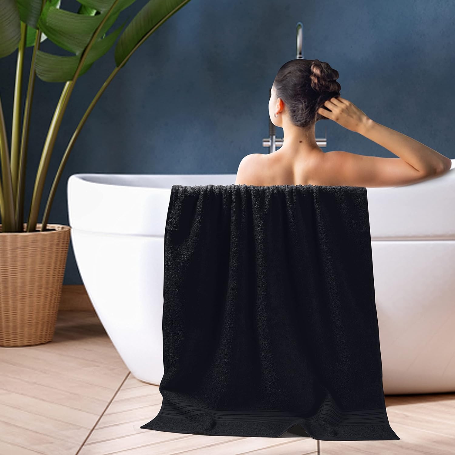 Juego de 2 toallas de baño 100% algodón de 28 x 55 pulgadas, toallas de baño grandes ecológicas, compactas, de secado rápido, ligeras, suaves y