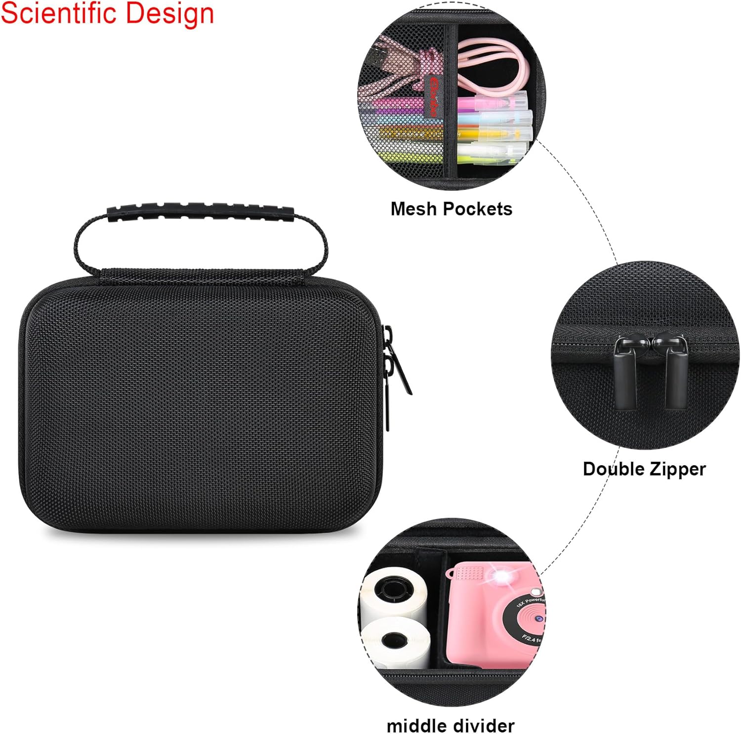 ESOXOFFOREGKTZAnchiooWEEFUN 1080P HD 0 Ink – Estuche de transporte para cámara fotográfica de impresión instantánea, portátil, mini cámara de