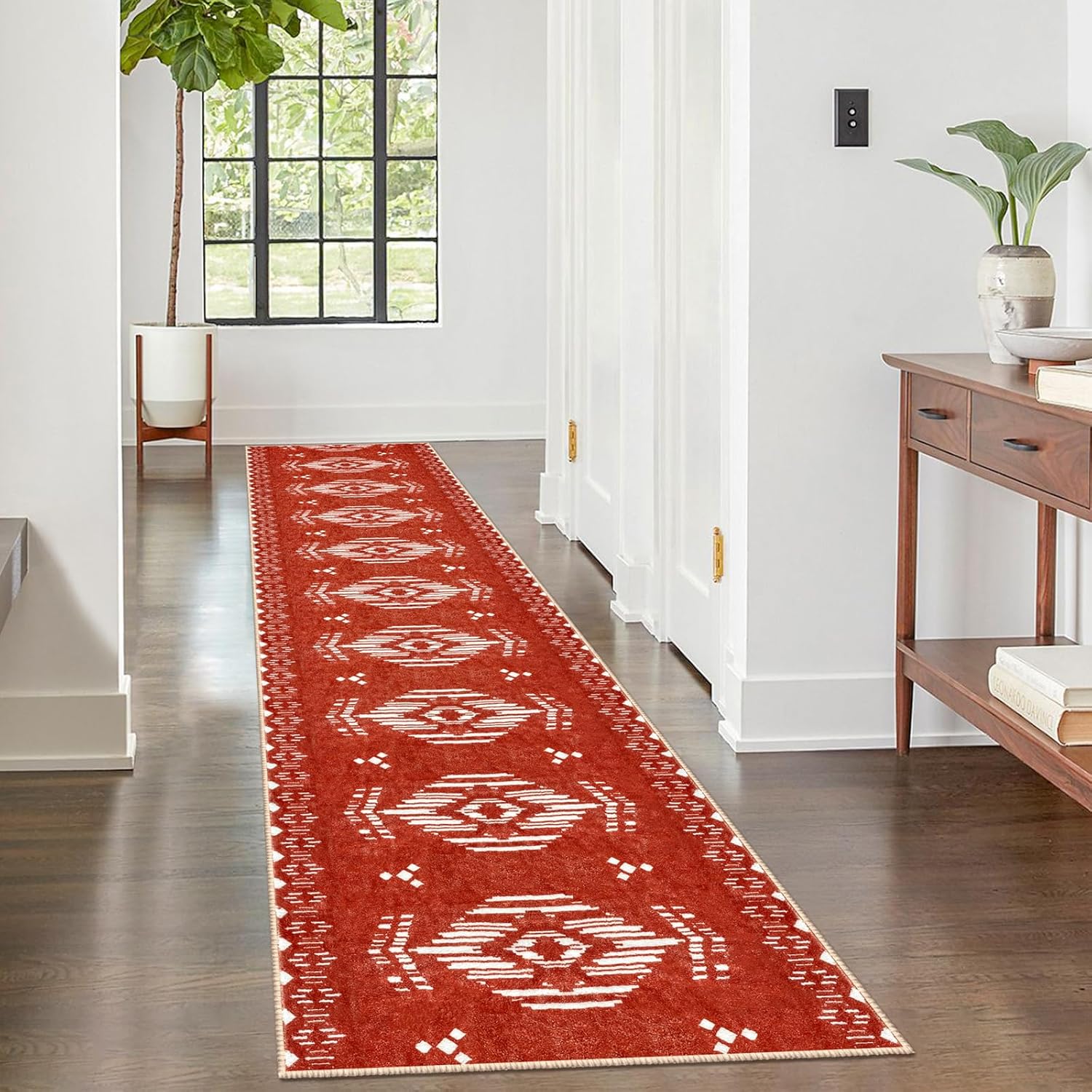 KILOCOCO Alfombra de pasillo lavable de 2 x 8 pies, alfombra bohemia antideslizante para pasillo, alfombra larga para interiores, para dormitorio,