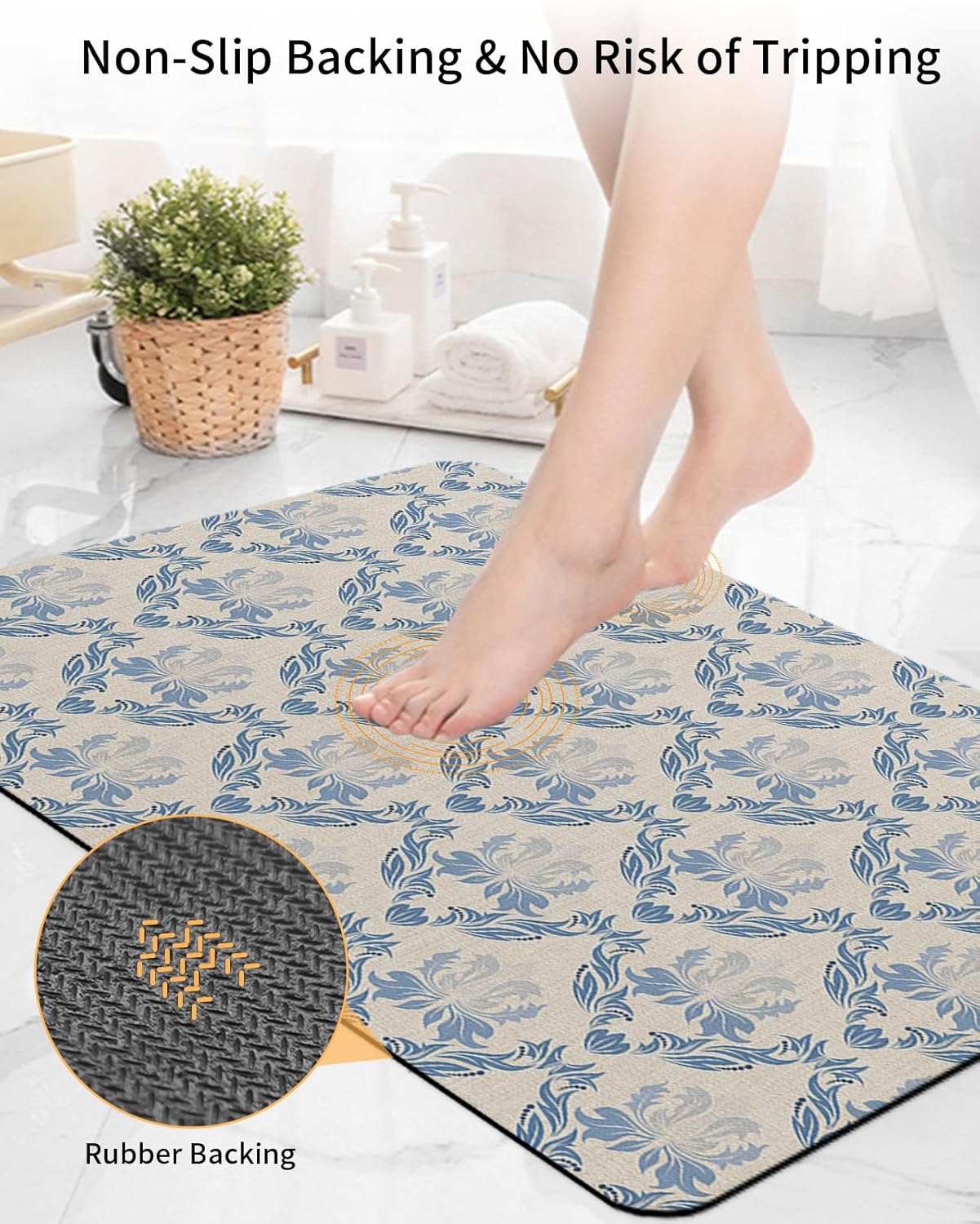Tapete de baño azul europeo para bañera, antideslizante, de secado rápido y absorbente, tierra de diatomeas, fregadero de cocina, ducha, lavable,