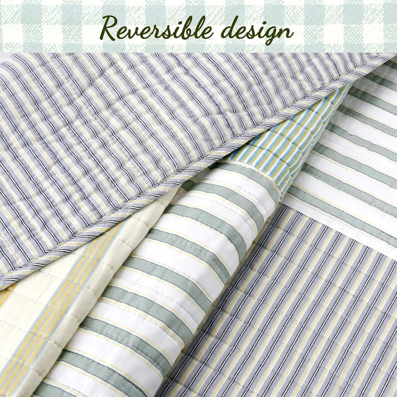 Cozy Line Home Fashions Daniel Denim – Juego de ropa de cama reversible de algodón a cuadros azules