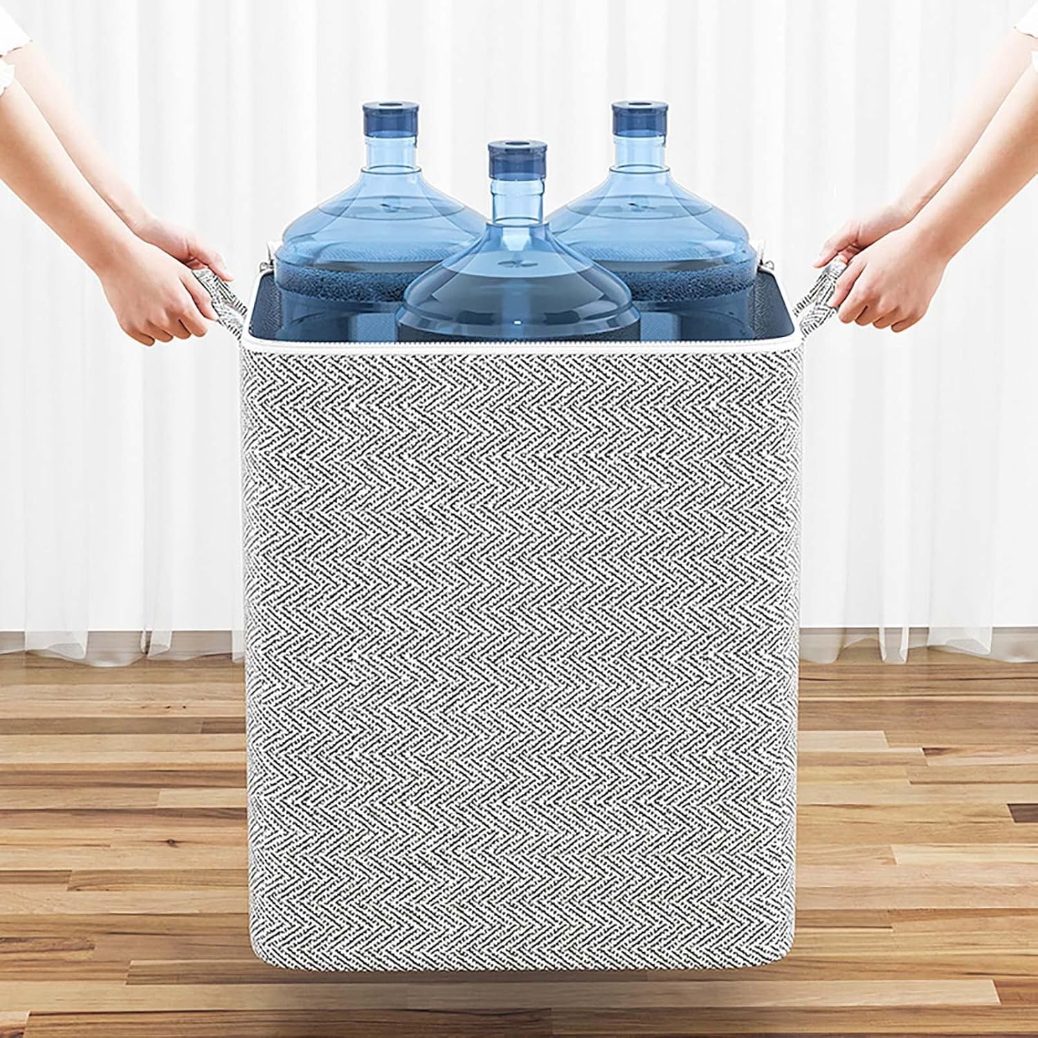 Bolsas de almacenamiento plegables con asas de transporte duraderas y cremallera, contenedores ahorradores de espacio para armario, cajas de mudanza