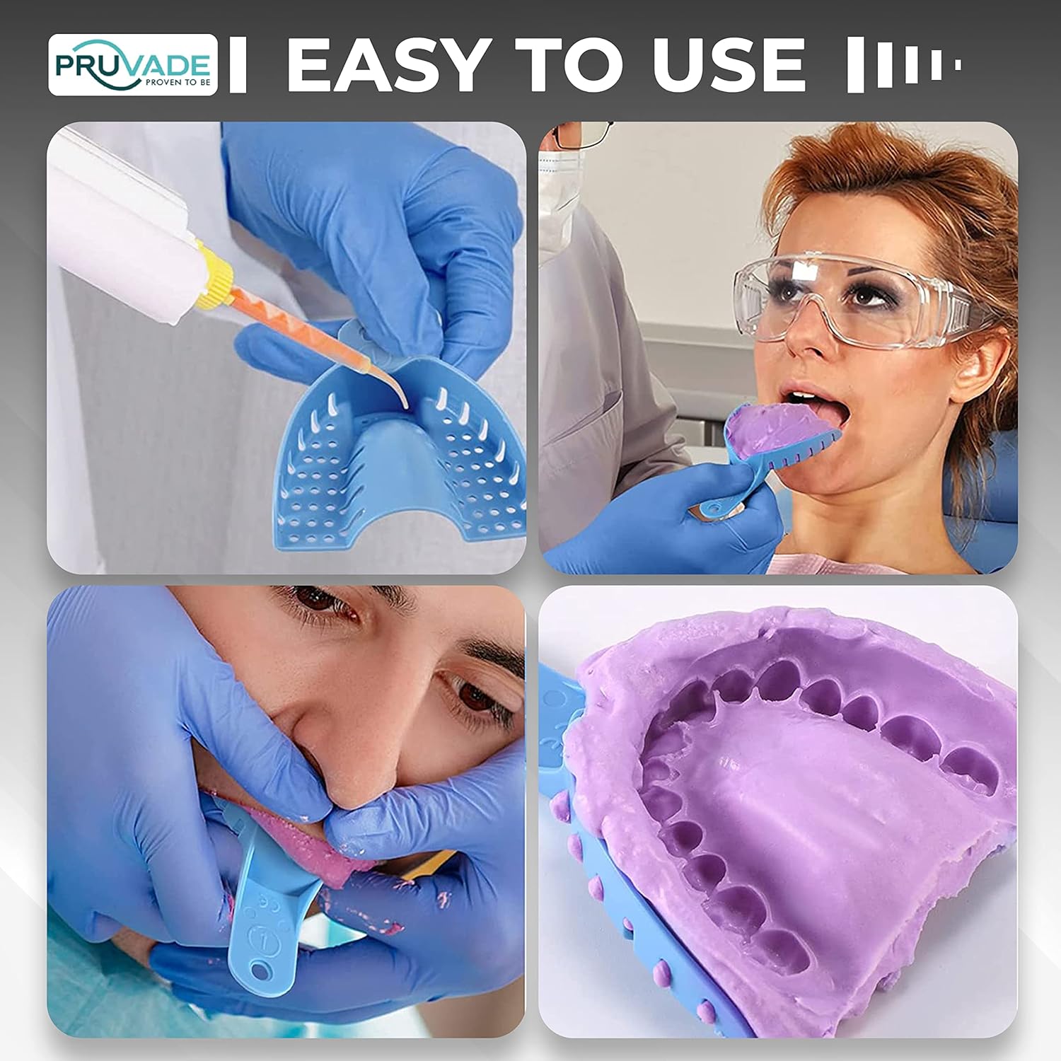 Bandejas de impresión dental, perforadas, desechables, de plástico, 12 unidades, tamaño 10, parte inferior anterior