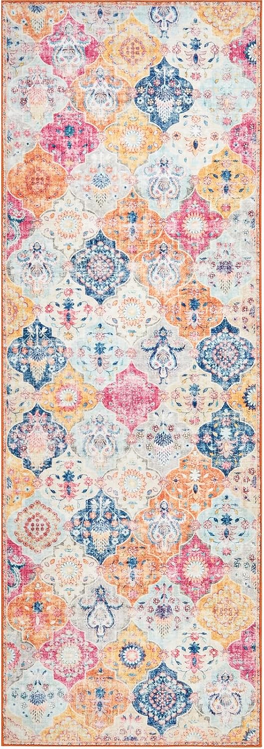 Alfombra de pasillo de 2 x 6 pies, lavable, antideslizante, para interiores, alfombra envejecida para cocina, entrada, dormitorio, sala de estar,