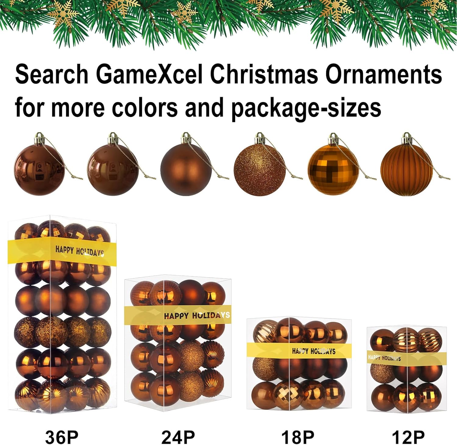 GameXcel – Esferas navideñas grandes y ornamentos colgantes para árbol de Navidad que no se rompen
