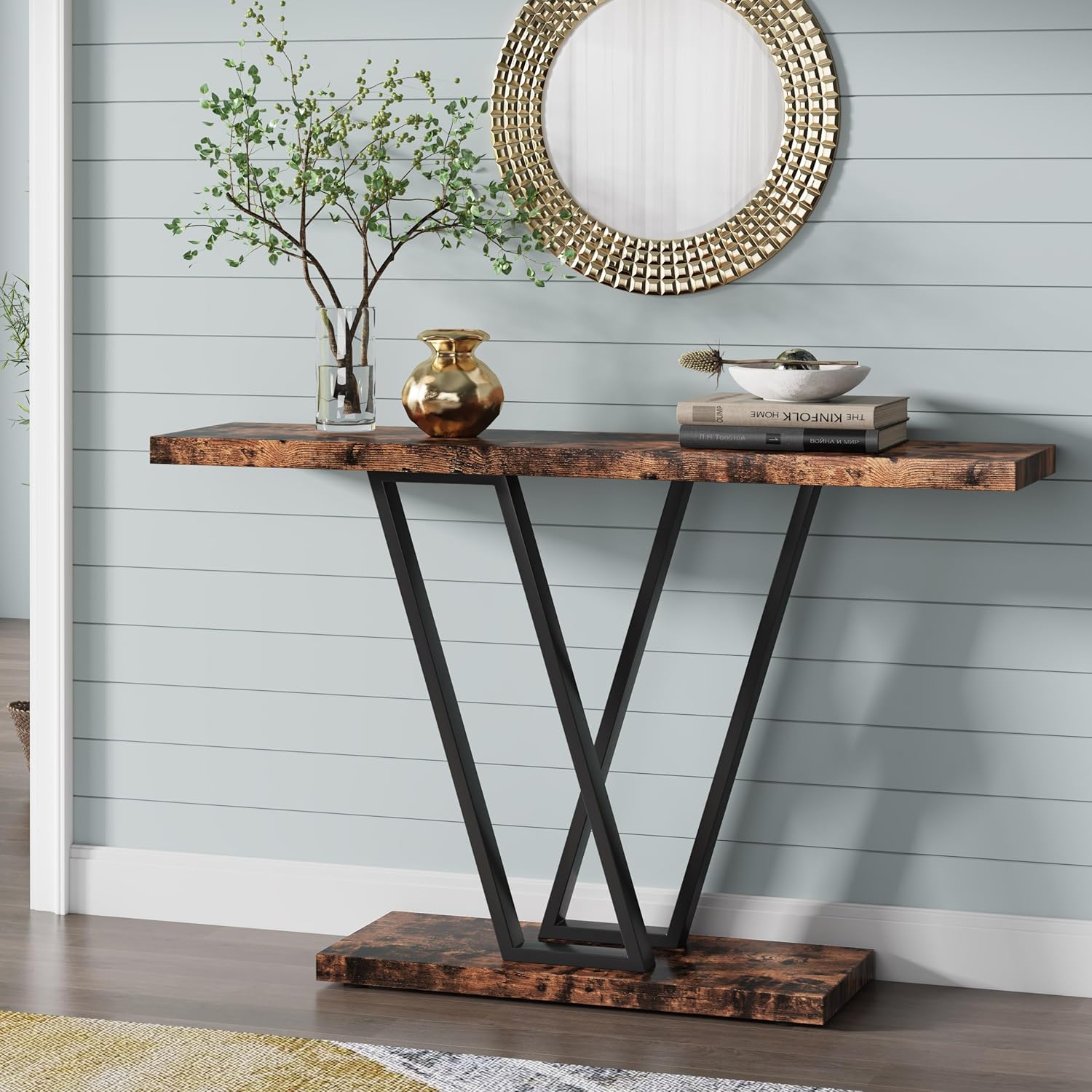 VANOMi Mesa consola de 43 pulgadas, mesa de pasillo industrial para entrada, mesas de entrada para puerta delantera, mesa de sofá estrecha para sala