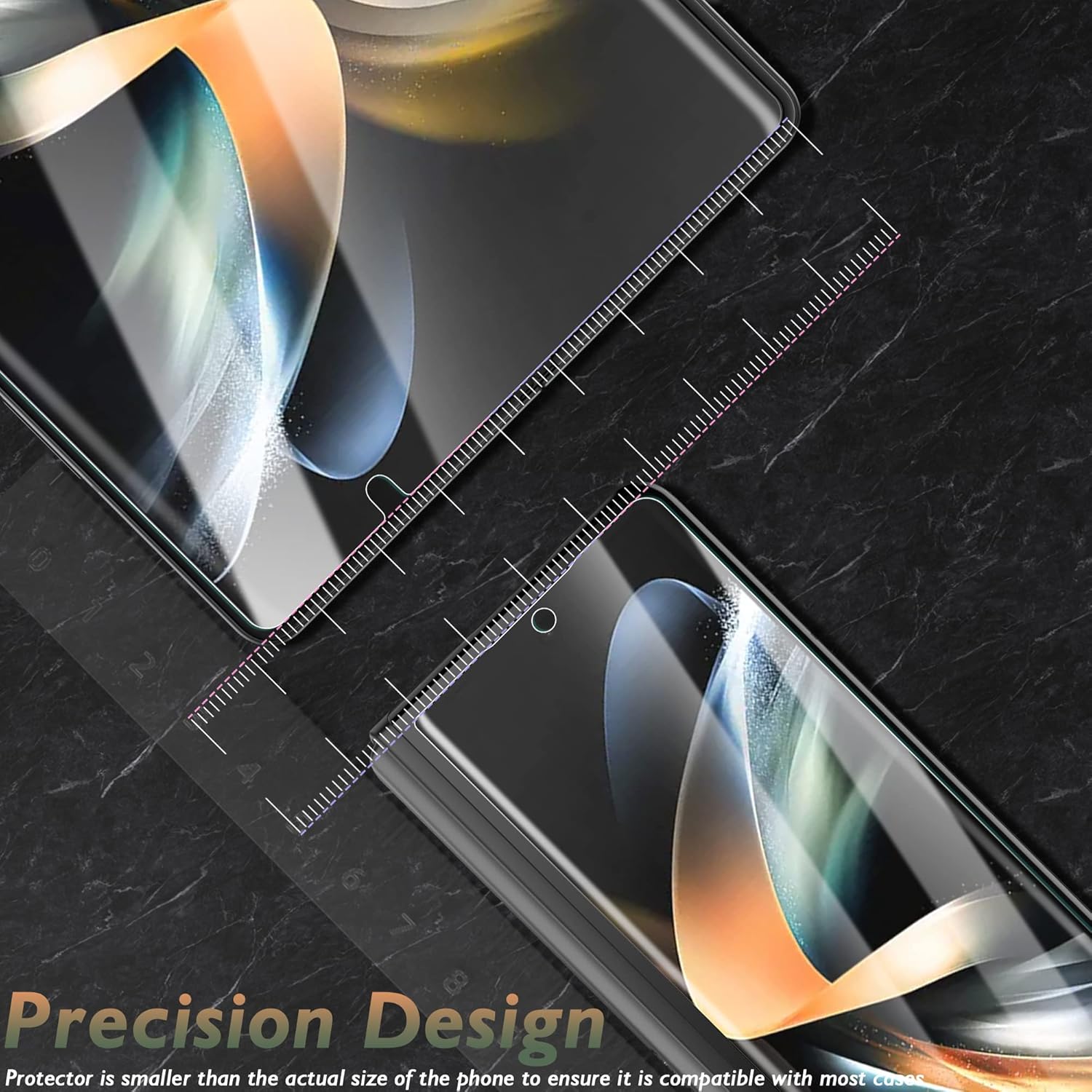Orzero (2 juegos de 4 paquetes compatibles con Samsung Galaxy Z Fold 4 5G, 2 protectores de pantalla frontal de poliuretano termoplástico (TPU) y 2