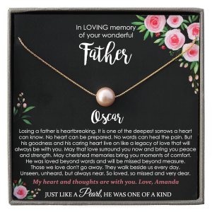 Personalized Bereavement Gifts for Loss of Father, Memorial Gifts, Necklace with Meaningful Message, Pearl Necklace for Women Personalized Bereavement Gifts for Loss of Father, Memorial Gifts, Necklace with Meaningful Message, Pearl Necklace for Women
