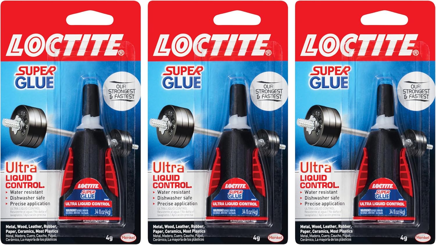 Loctite Super Glue Ultra Liquid Control, Superpegamento transparente, Adhesivo de cianoacrilato, pegamento instantáneo, secado rápido, botella de