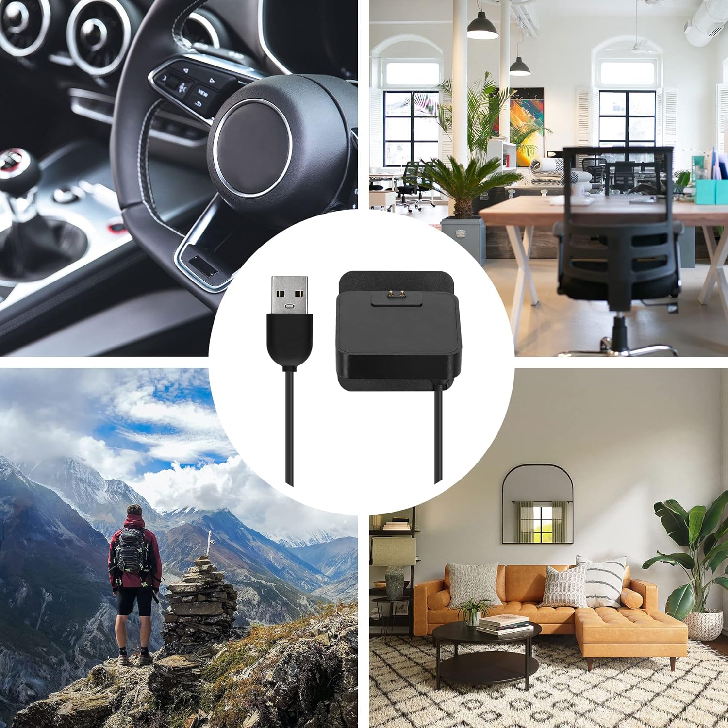 kwmobile Estación de acoplamiento compatible con Xiaomi Redmi Band 2 – Cable cargador de carga con soporte – Negro