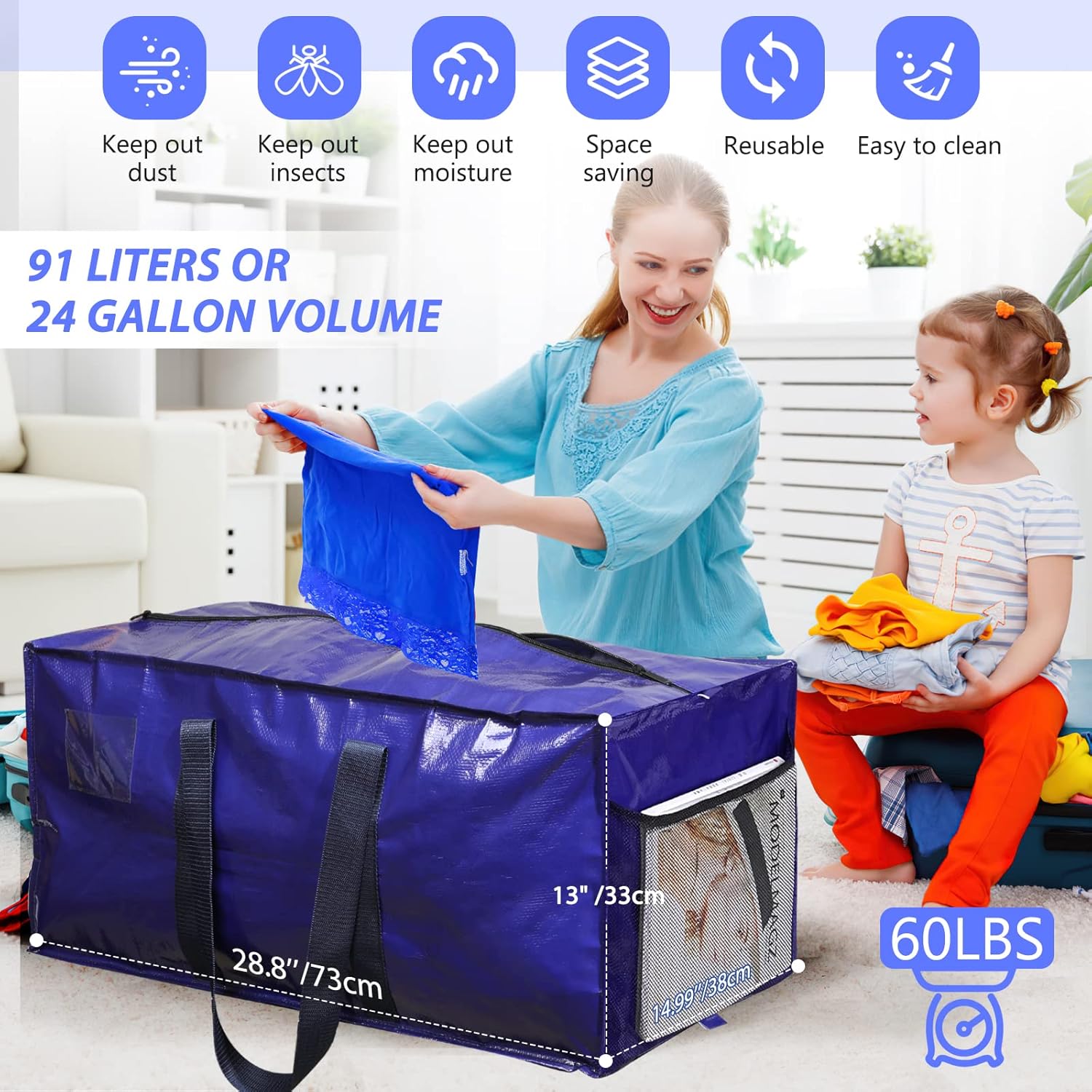 OVETLIM Bolsas de mudanza resistentes extra grandes, bolsas de almacenamiento para ahorrar espacio, cajas de mudanza para alternativas, bolsas de