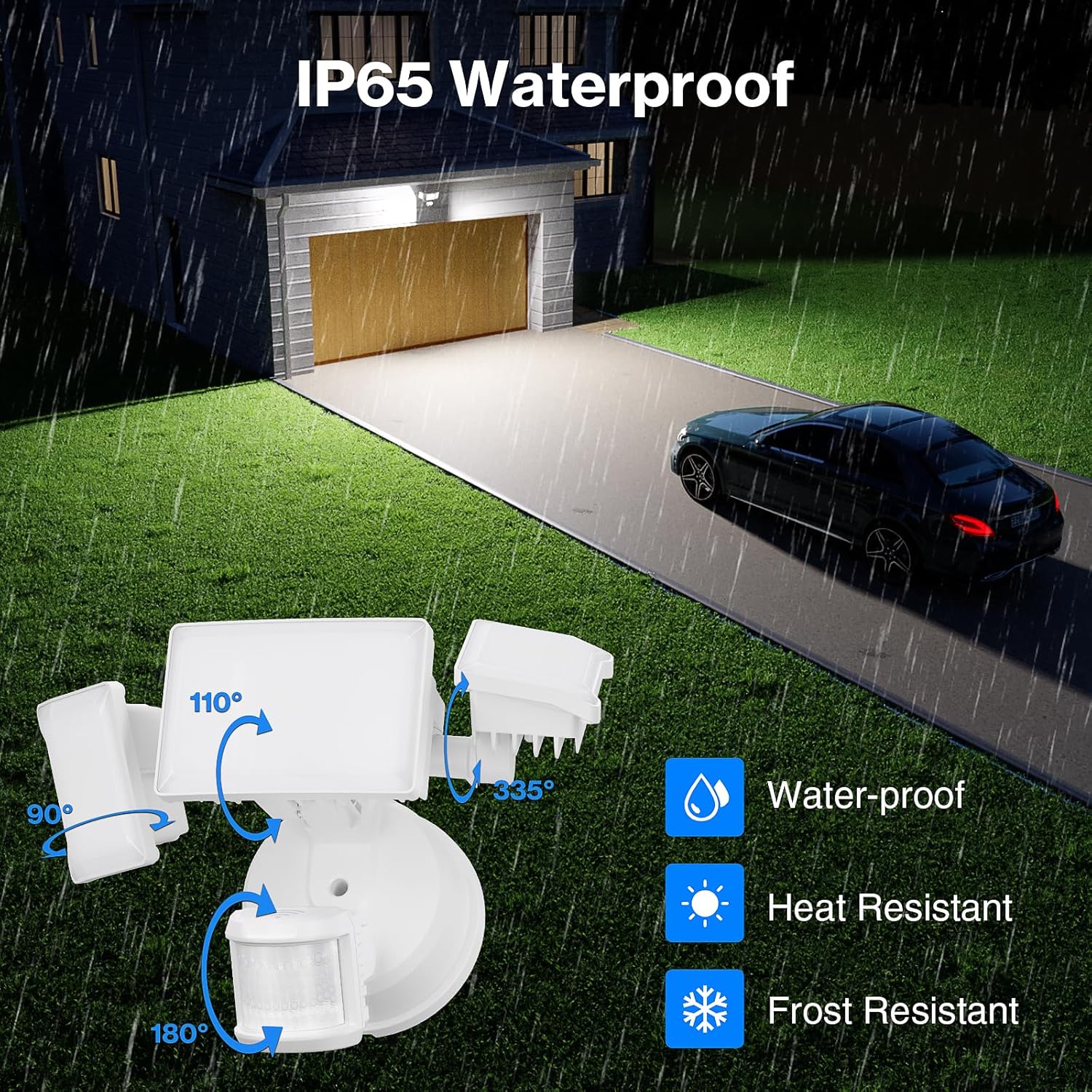 Olafus Luz de inundación LED inteligente de 55 W para exteriores con sensor de movimiento, luz de seguridad WiFi exterior sintonizable de 2700