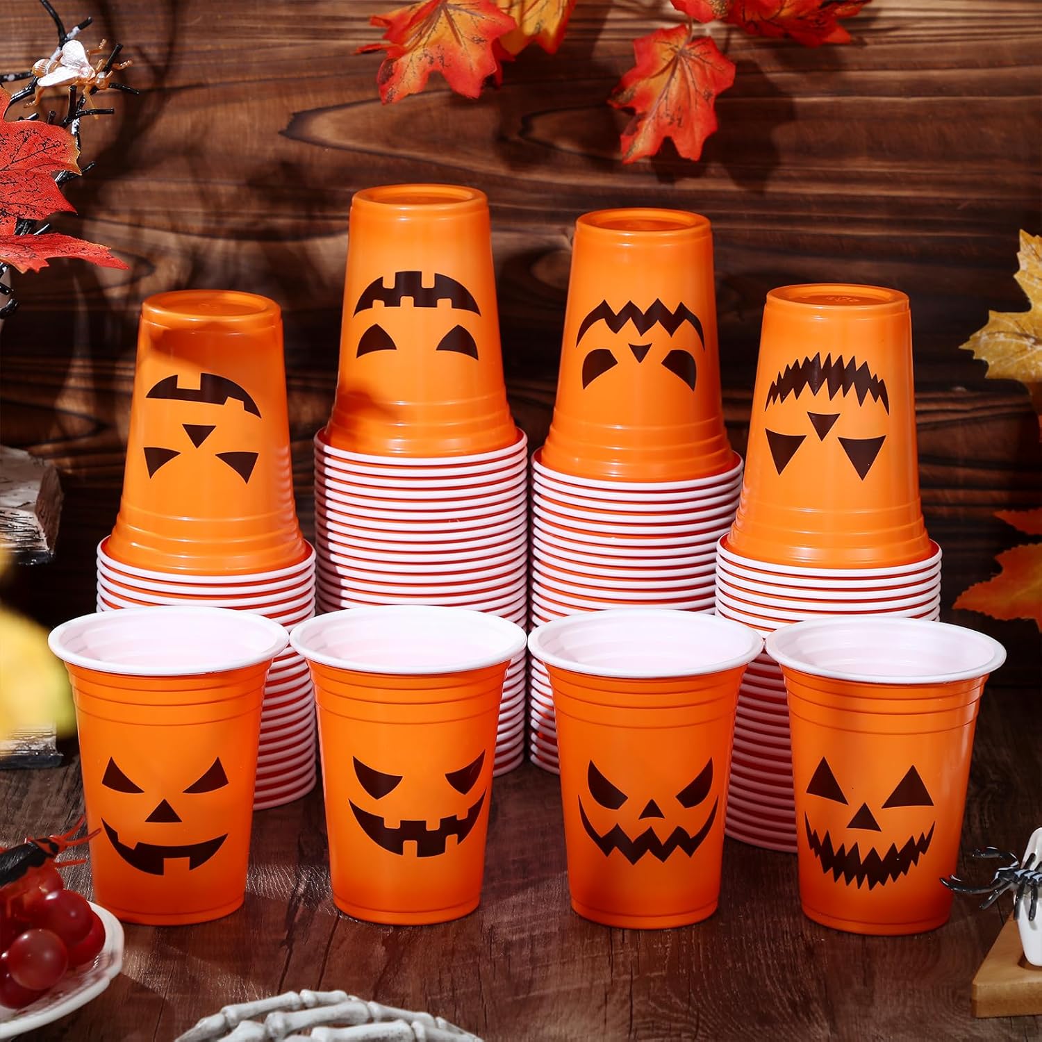 120 vasos transparentes de plástico desechables de 12 onzas para fiesta de Halloween, suministros para fiesta de Halloween, café (clásico)