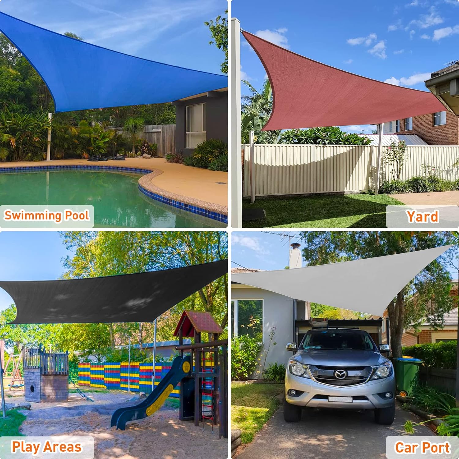 Artpuch Toldo parasol tipo vela rectangular de 6.75 ozm, para patio al aire libre, 6.54 ozm, para patio trasero, jardín y parque infantil