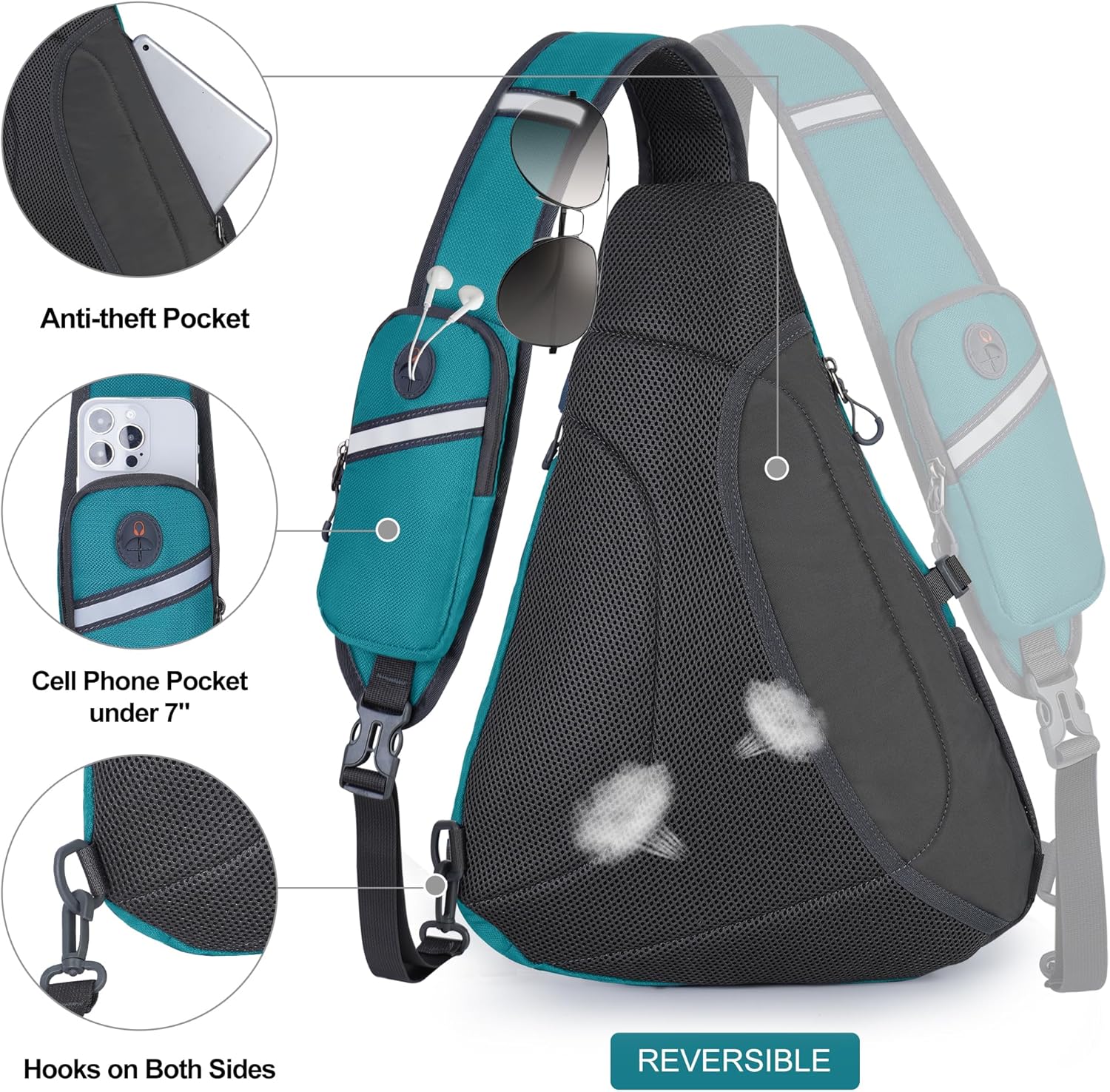 NEVO RHINO – Mochila cruzada de 18 litros para hombres con bolsillo para teléfono, bolsa de hombro para hombres, mujeres, mochila deportiva
