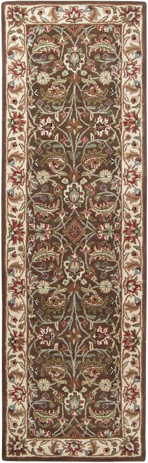 Mark&Day – Alfombras de lana, 2 x 8 pies, cochrane, alfombra tradicional marrón oscuro, alfombra marrón verde roja para pasillo, cocina, dormitorio