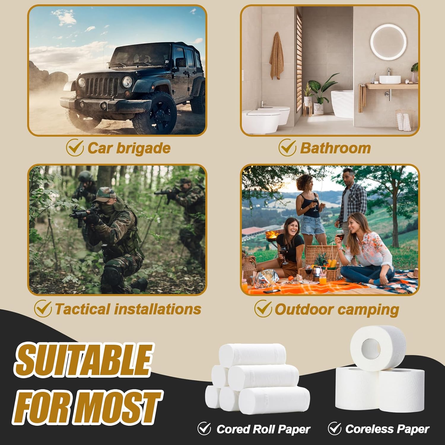 Funda táctica de papel higiénico impermeable a prueba de gatos, funda de papel portátil y plegable para almacenamiento de papel para auto camping