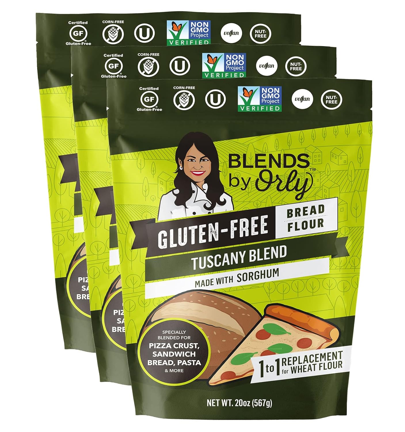 Blends by Orly Mezcla prémium de harina de pan sin gluten, 60 onzas (paquete de 3)