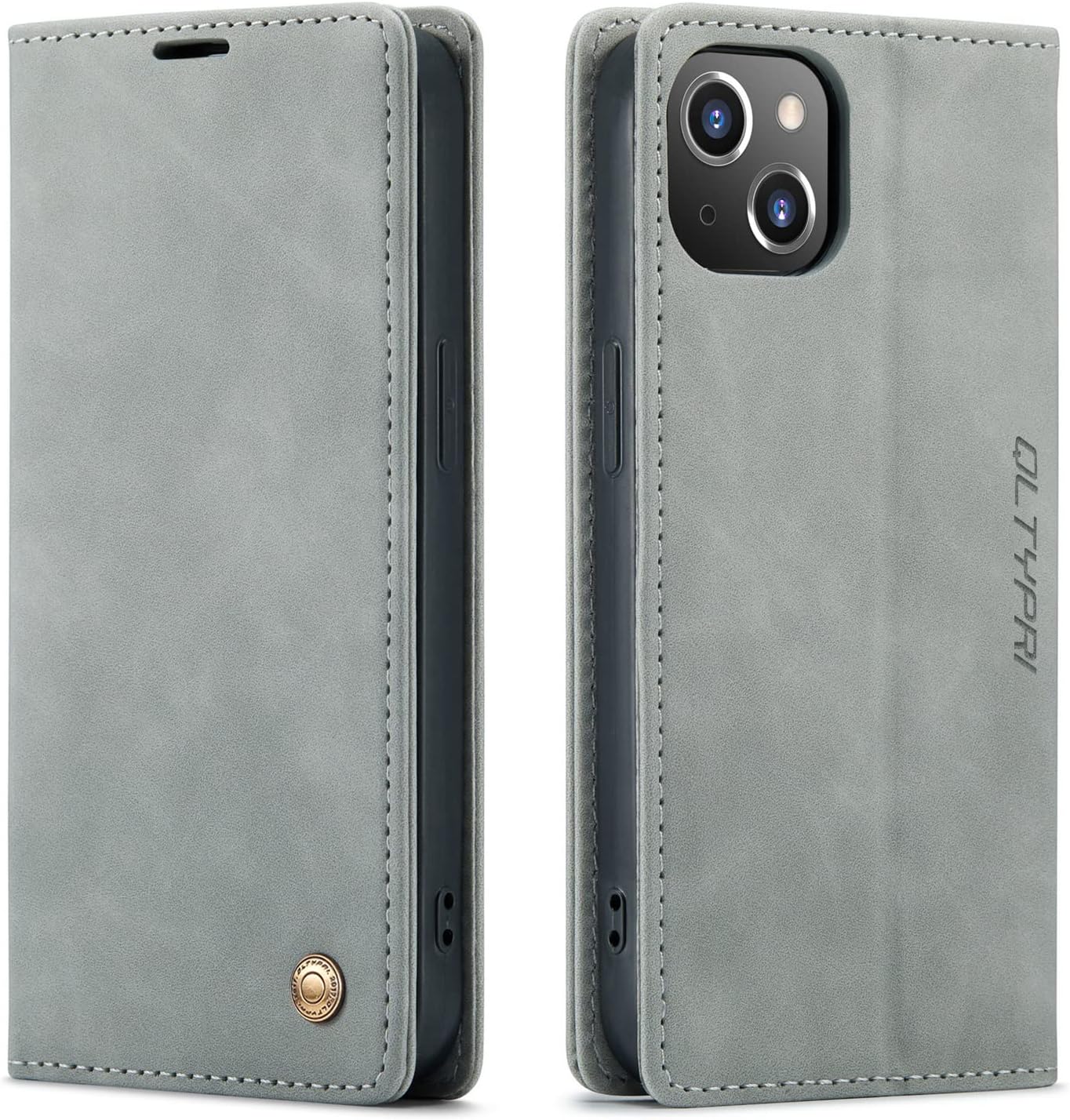 QLTYPRI Funda para iPhone 13, Vintage PU Cuero Billetera Caso Ranura Para Tarjeta Kickstand Cierre Magnético A Prueba De Golpes Flip Folio Libro