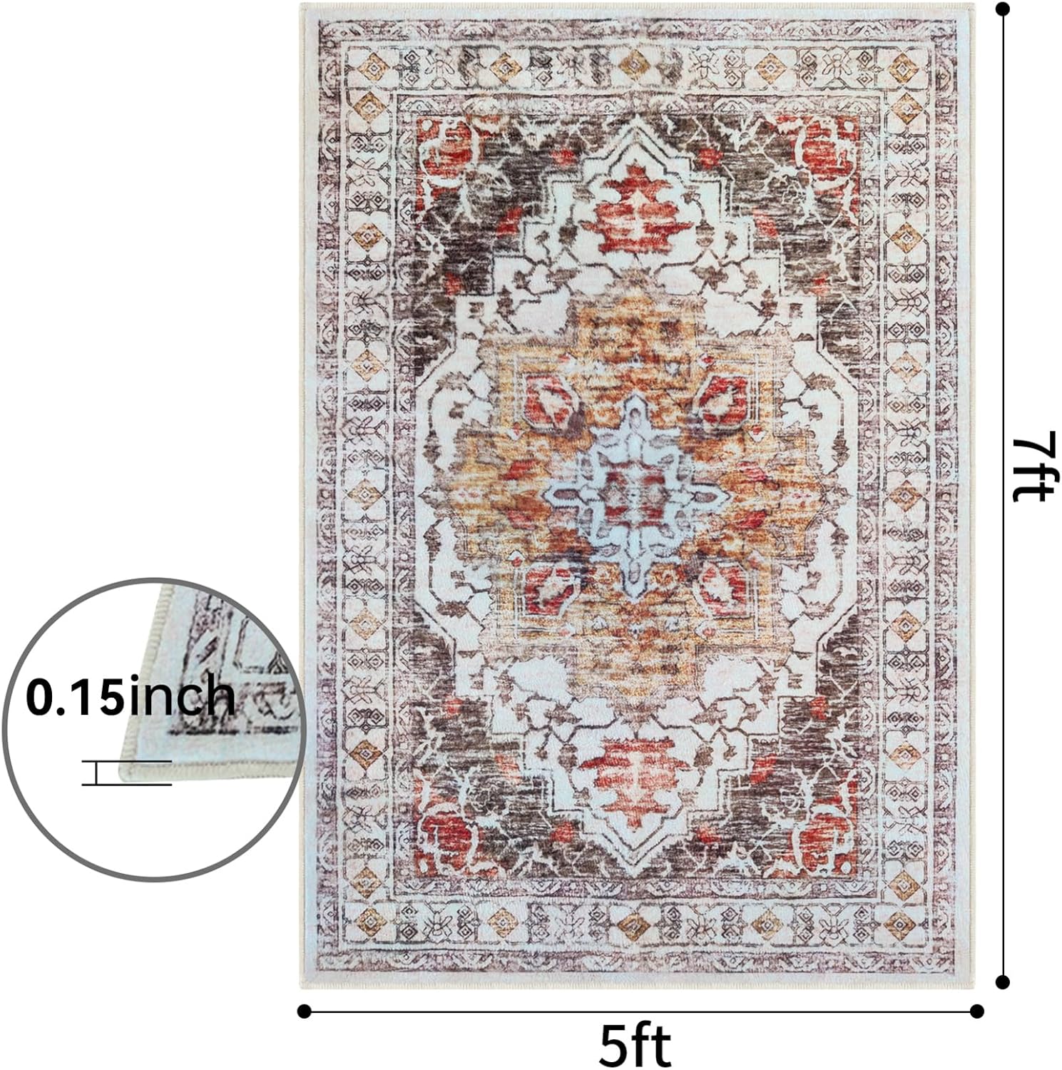 TIANLIN Alfombras de área de 5 x 7 pies para sala de estar, lana artificial suave, resistente a las manchas, lavable, antideslizante, alfombras para