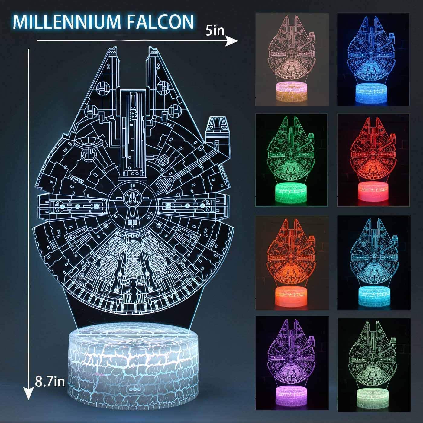 ZYTC Lámpara de noche con ilusión 3D, cuatro patrones, 16 colores cambiantes, lámpara de escritorio, lámpara de noche estrella, lámpara de luz para