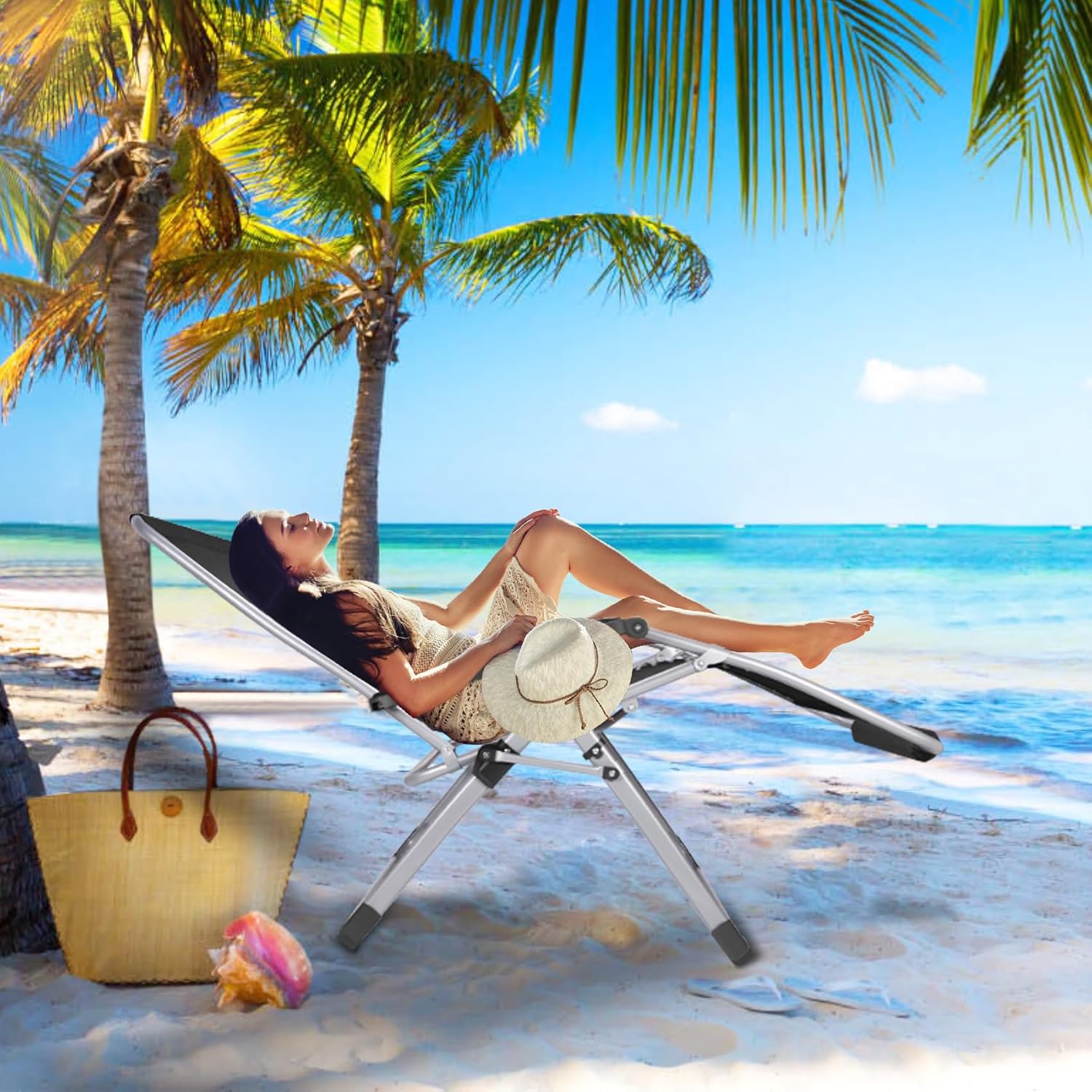 Suteck Zero Gravity – Silla reclinable de camping con cojín extraíble, bloqueo mejorado y soporte para tazas, sillas reclinables de patio