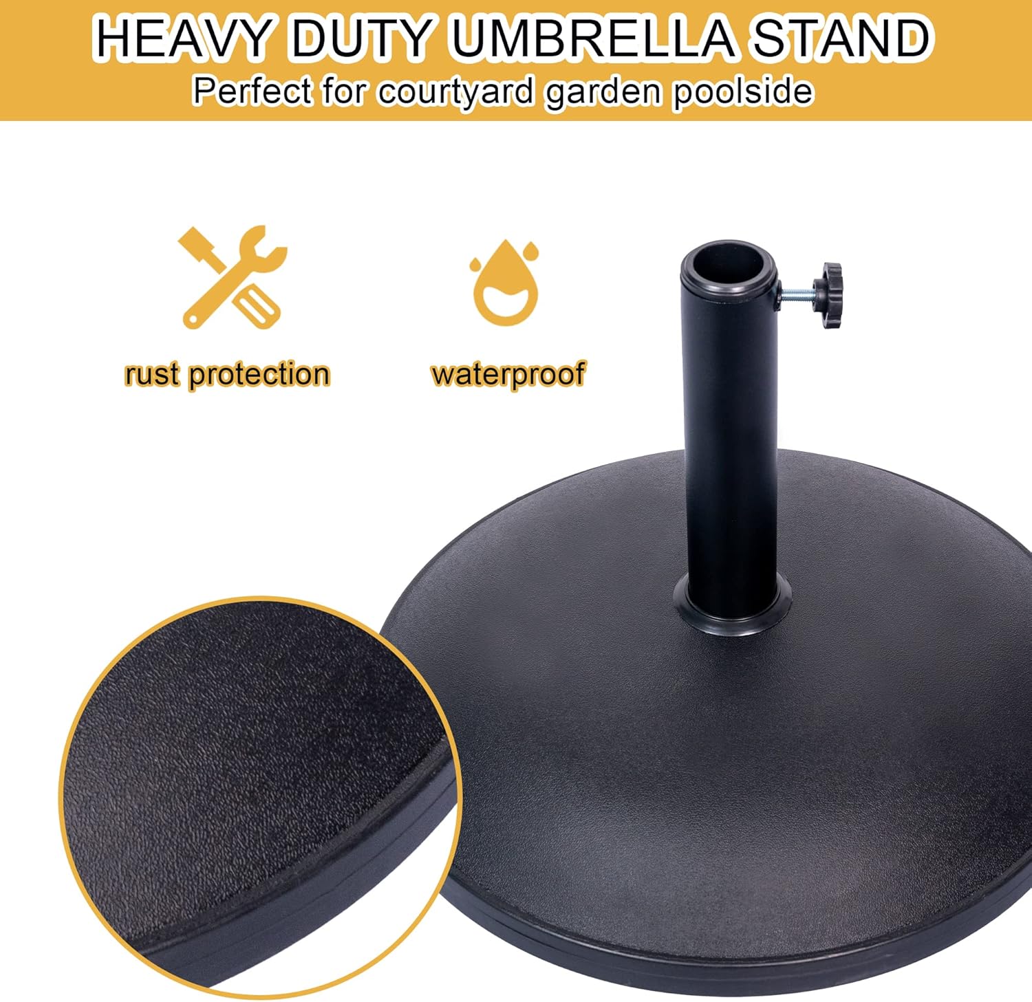 Sundale Outdoor Base de sombrilla resistente, soporte móvil de hormigón de plástico de 55 libras con 4 ruedas para patio, terraza, jardín, piscina,