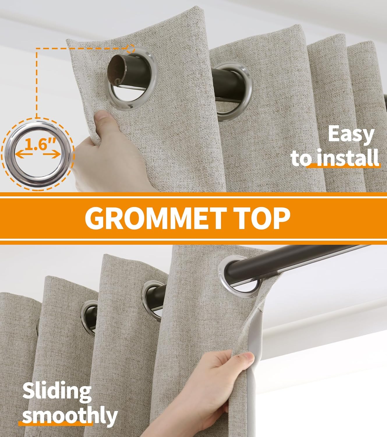 YoungsTex Cortinas de lino 100% opacas con forro para dormitorio, cortinas de ventana con ojales texturizados de lino con aislamiento térmico para