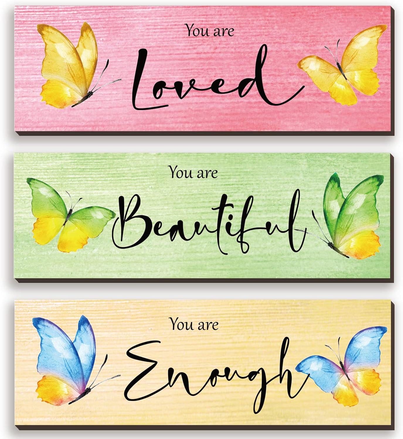 3 piezas de mariposa para decoración de pared de habitación de niñas, arte de pared de mariposa, decoración inspiradora de mariposa con citas