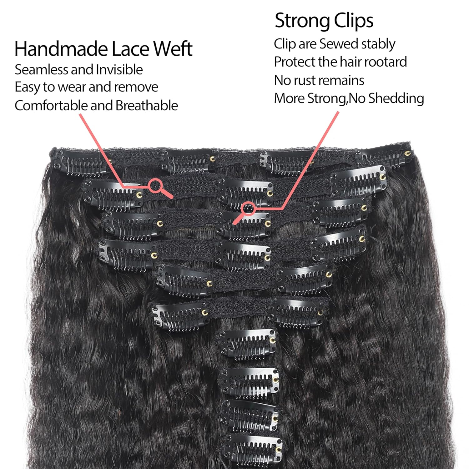 LANWIUKU Extensiones de cabello humano real tipo afro con clip, 10 unidades, 4.23 onzas (4.23 oz), color negro natural 1B, extensiones de cabello