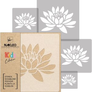 NAKLEO – 5 plantillas de plástico reutilizables  Flor de loto Naturaleza  13.4 a 3.5 pulgadas  Plantilla de pintura para niños  Decoración de NAKLEO – 5 plantillas de plástico reutilizables  Flor de loto Naturaleza  13.4 a 3.5 pulgadas  Plantilla de pintura para niños  Decoración de