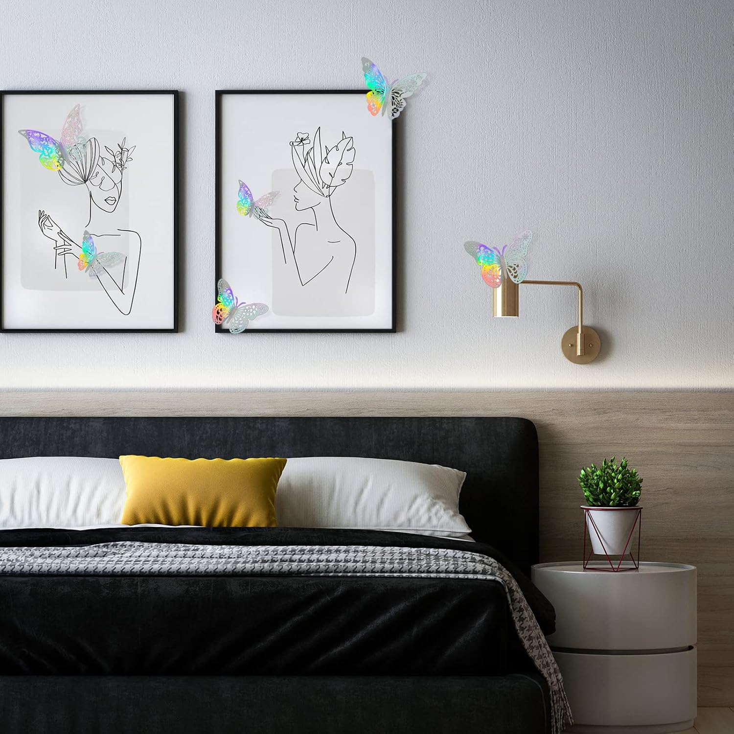 72 calcomanías 3D de mariposa para decoración de pared, 3 estilos y 3 tamaños, decoraciones de mariposa plateada para fiestas de mariposas,
