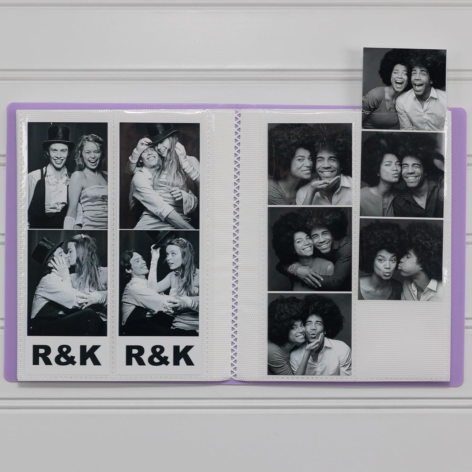 Álbum de fotos de cabina de fotos, para bodas o fiestas, con capacidad para 120 tiras de fotos de 2 x 6 pulgadas, deslizables (2 x 6, lavanda, 1)