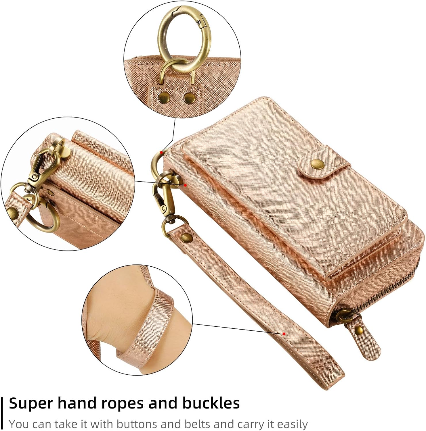 Funda para iPhone 15 Plus compatible con iPhone 15 Plus para mujeres y hombres, funda de piel con cierre de pulseras, cartera de piel con cierre