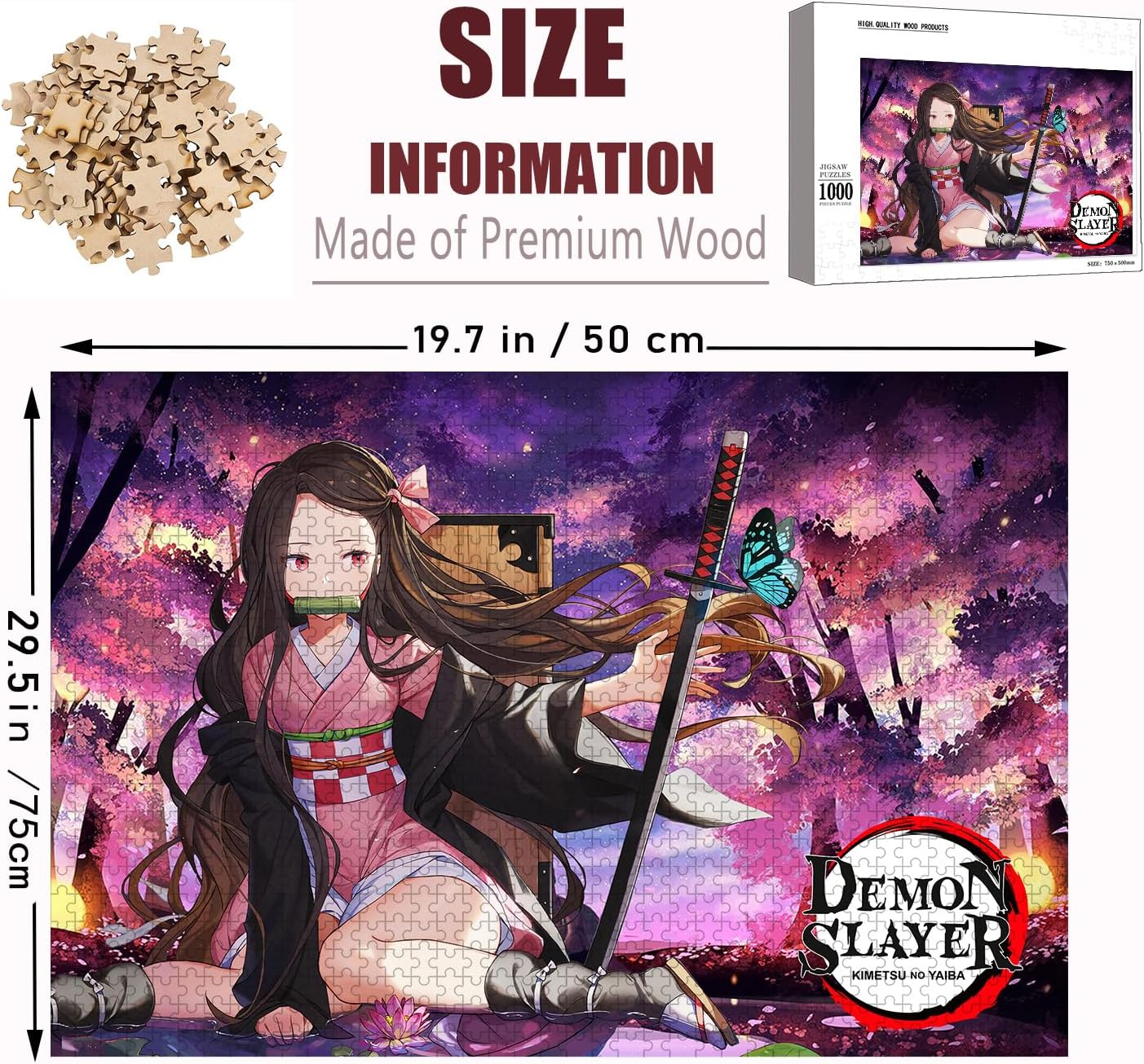 De-mon-Sla-yer – Rompecabezas de madera, rompecabezas de 1000 piezas, mercancía de anime, rompecabezas de burlas cerebrales adecuado para adultos,