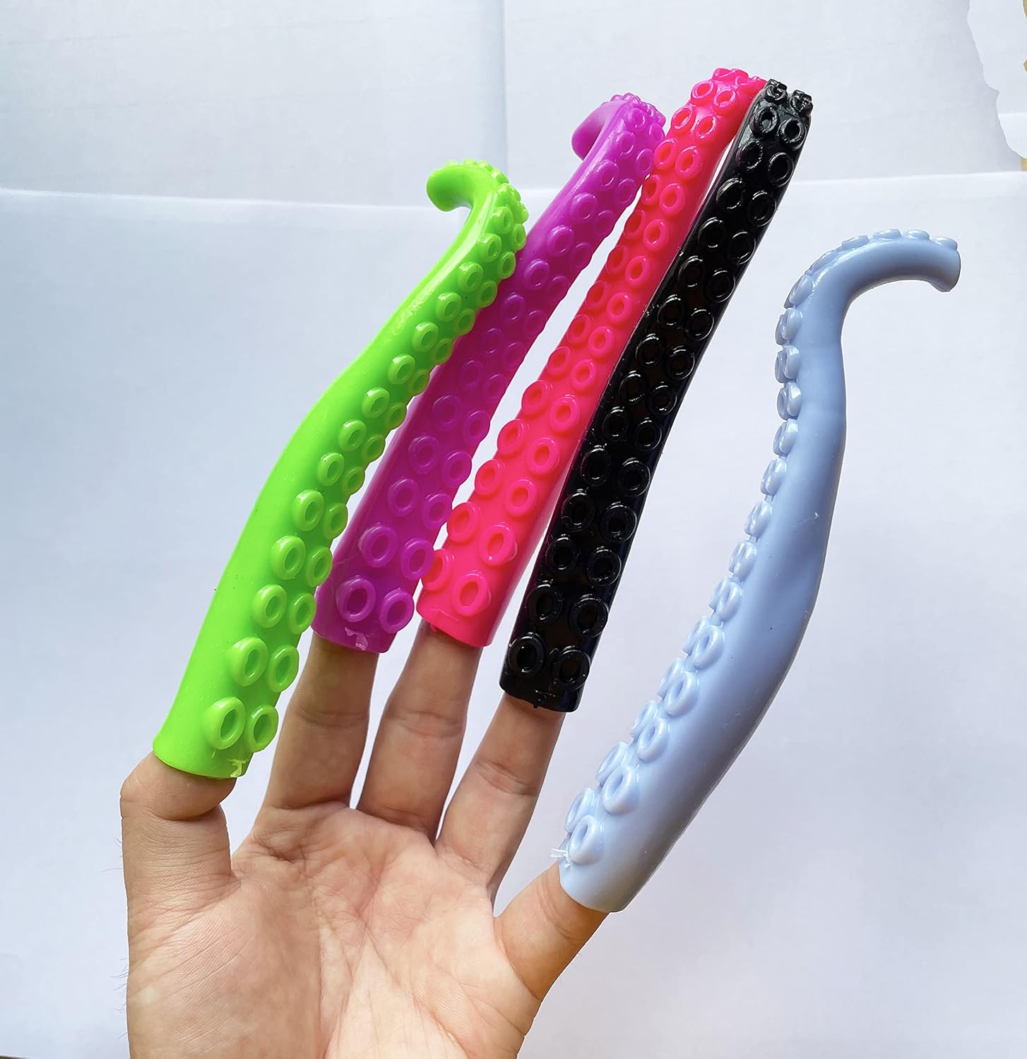 10 marionetas de dedo de tentáculo de pulpo, colores surtidos