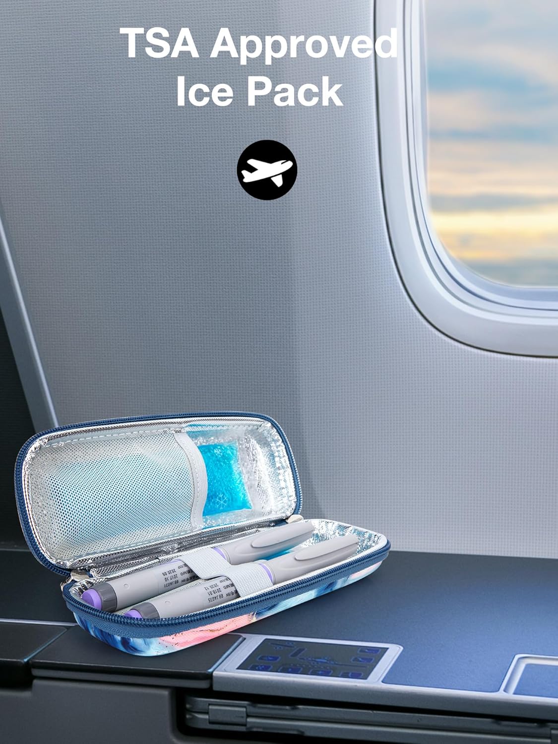 Leng Ke Paquete de 4 paquetes de hielo para estuche de viaje de insulina, bolsa de hielo reutilizable aprobada por la TSA para la mayoría de los