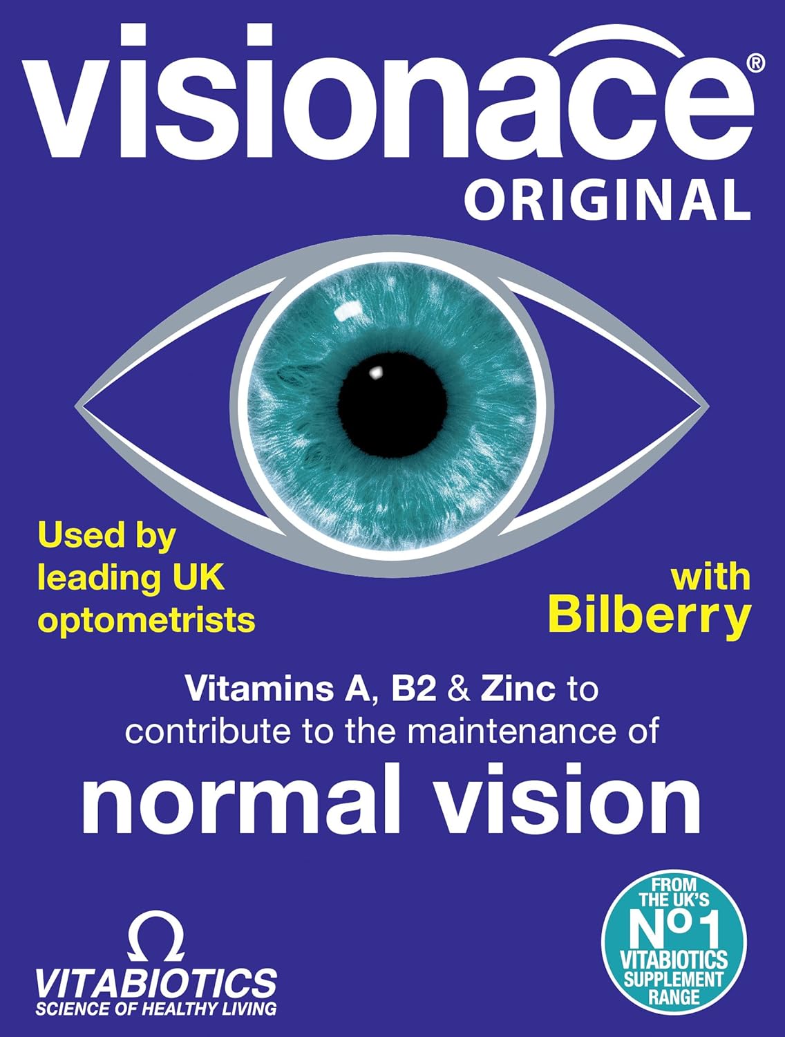 Vitabiotics Visionace Original – Multivitamínico nutricional para la visión normal  Vitaminas A, B2 y Zinc – 30 Tabletas